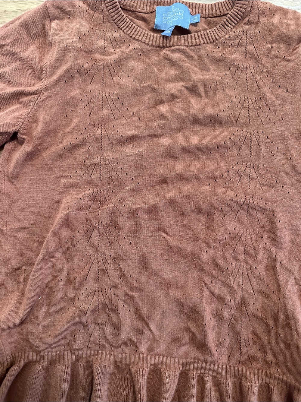 Rust Ruffle-Hem Knit Sweater - Picture 2 of 4